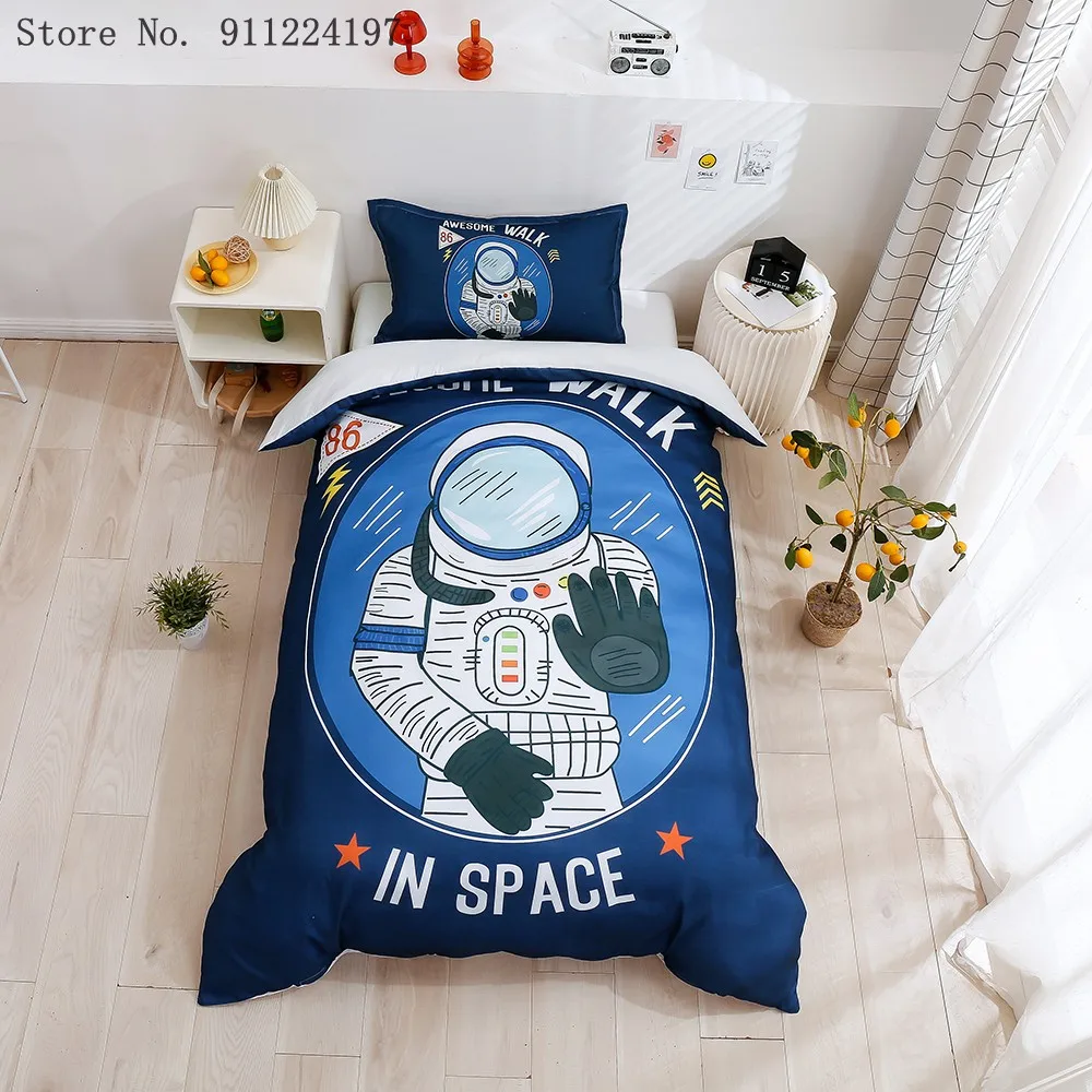 

2/3 шт. астронавт в пространстве Постельное белье с рисунками, комплект с пододеяльником, наволочками, Комплект постельного белья для очень б...