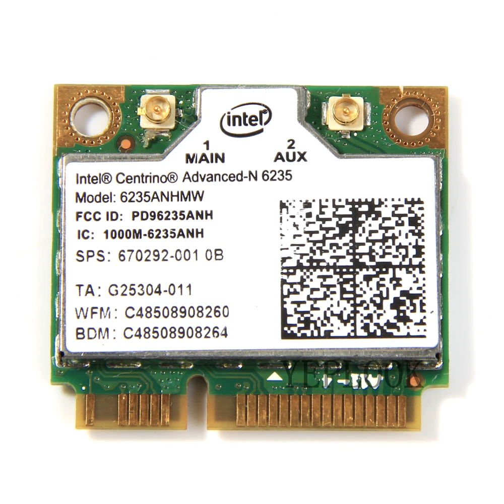 Intel 6235AN 6235ANHMW 300 Мбит/с двухдиапазонный 2 4G/5 ГГц Bluetooth 4 0 Mini PCI-E Wi-Fi карта 05K9GJ |