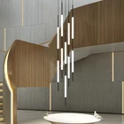 Новая светодиодный Люстра дуплекс для виллы, высотная лестница для гостиной, люстра для помещений, промышленный канат, длинный люстра из трубок