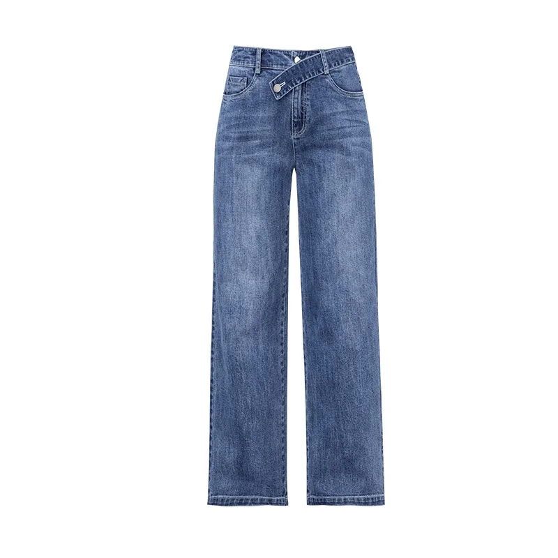 

2020 a undertakes to Europe and the United States show thin panty denim high waist loose wide-legged trousers. "20118