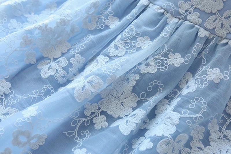 Голубое и белое кружевное платье для девочек детские платья одежда