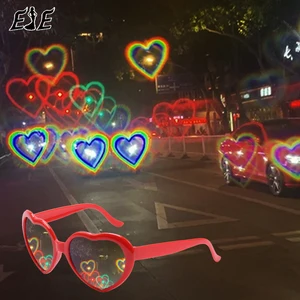 1PC Love Heart Shaped Effects Glasses Watch The Lights Change to Heart Shape At Night Diffraction Gl in USA (United States)