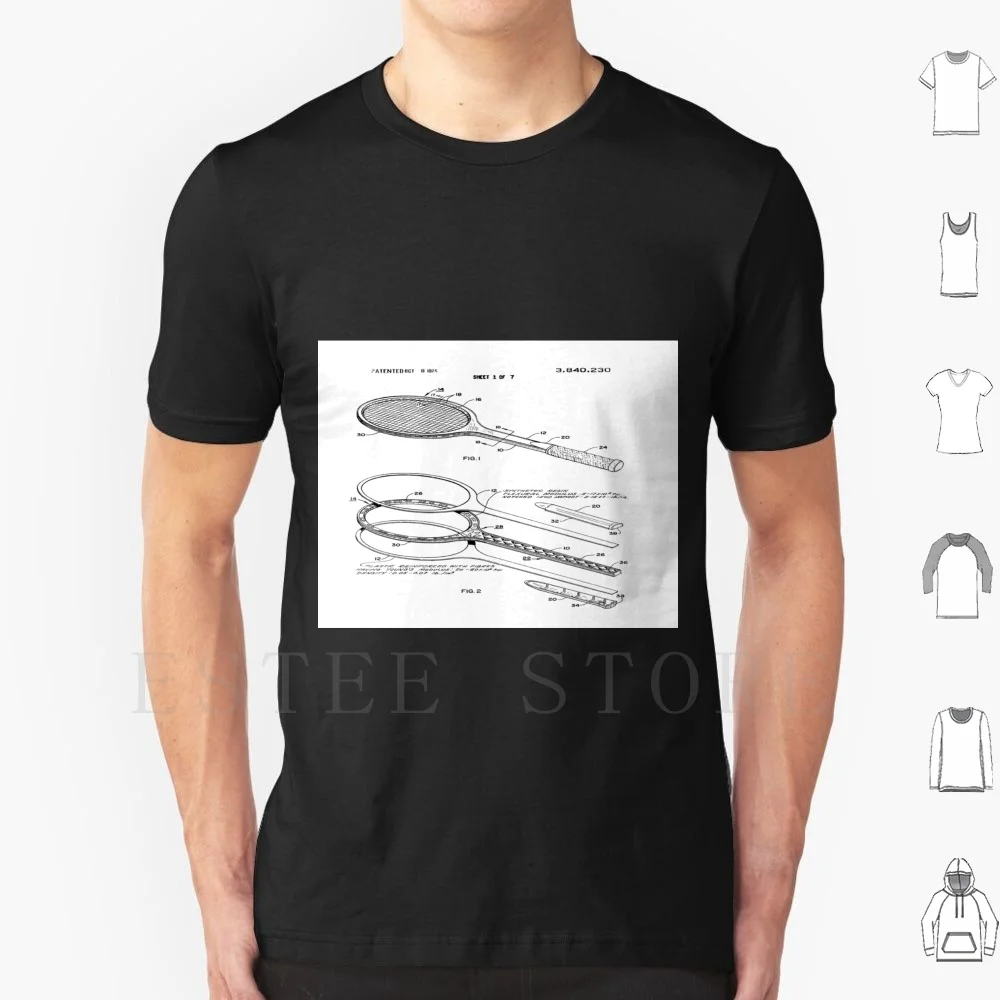 

1974 Tennis Racket Patent Print T Shirt Cotton Men DIY Print Tennis Tennis Racket Vintage Vintage Tennis Racket
