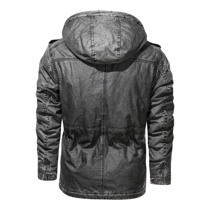 Мужская зимняя длинная теплая парка с толстой капюшоном Куртка Пальто Верхняя