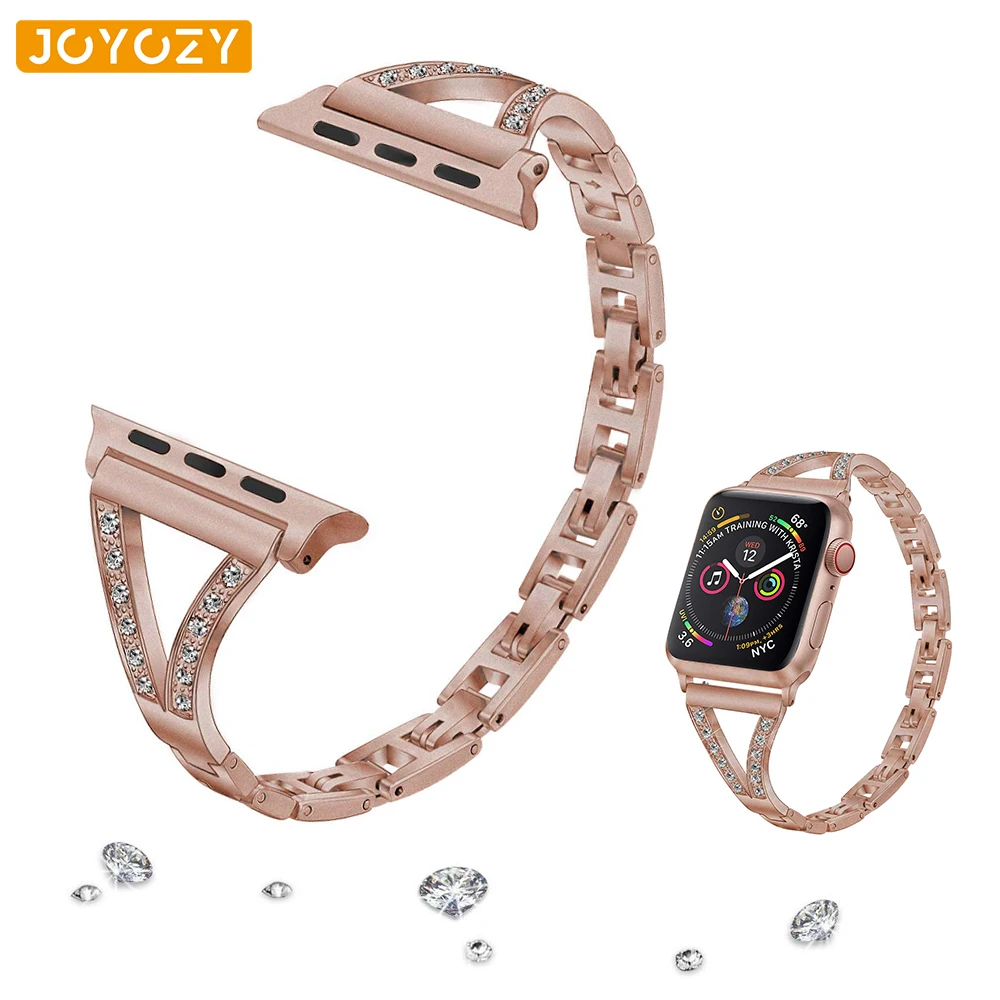 Joyozy модные часы со стразами ремешок для часов аpple из нержавеющей стали apple watch 38