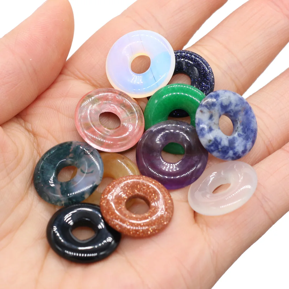 Модные 18 мм Пончики из натурального камня gogo бусины для изготовления ювелирных