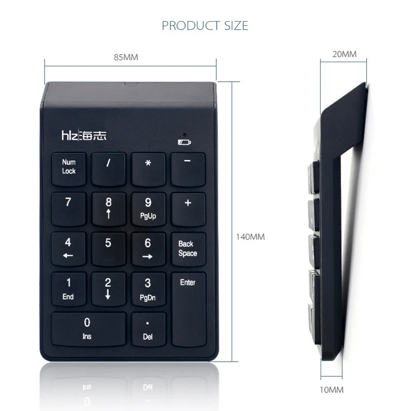 Малый размер 2 4 ГГц Беспроводная цифровая клавиатура Numpad 18 клавиш для учета