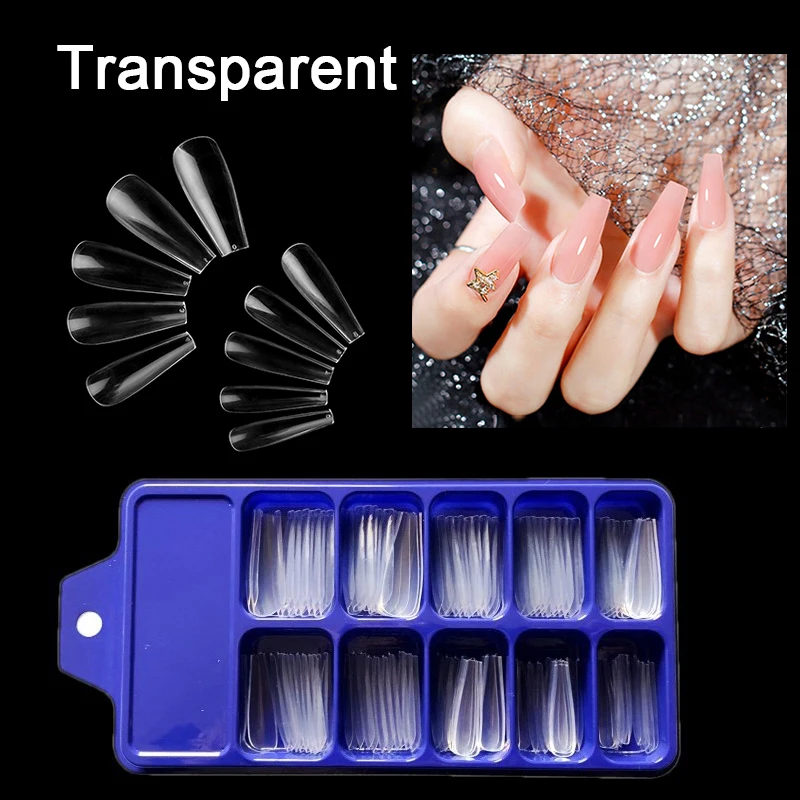 100 шт./компл. полное покрытие Длинные накладные ногти балерины гроб квадратные
