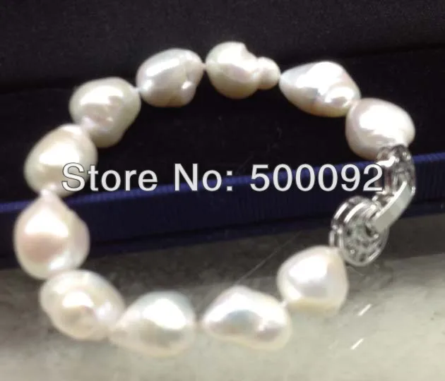 

12-14mm cultured freshwater Baroque pearl bracelet Free shipping