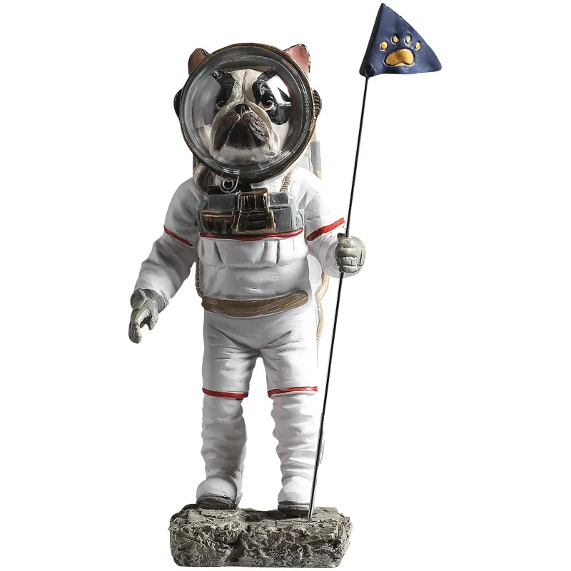 

NORTHEUINS Resin Space Navigation Dog Figurines Modern Animal Astronaut Statue Ornament for Interior Living Room Decoration Gift