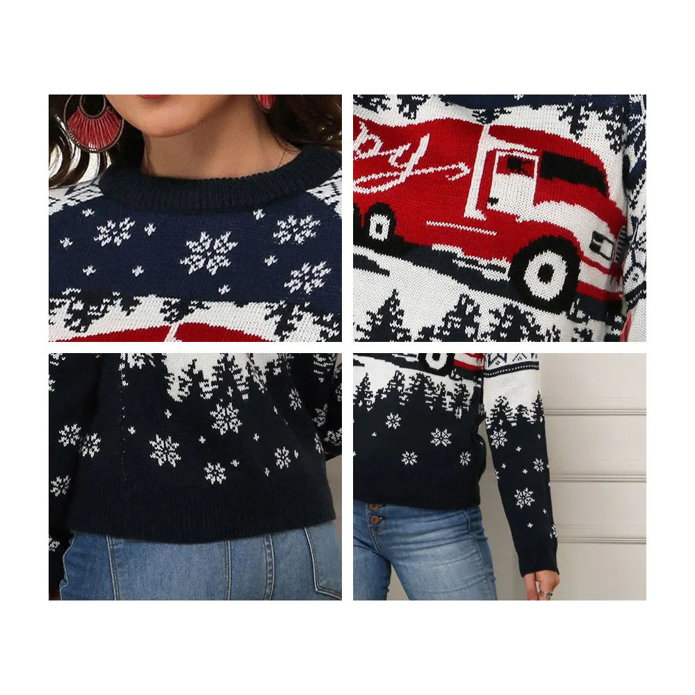 

2020 Winter Snowflake Print Christmas Sweater Casual Long Sleeve O Neck Cashmere Sweater Vintage Knitted Pullover Jumpers