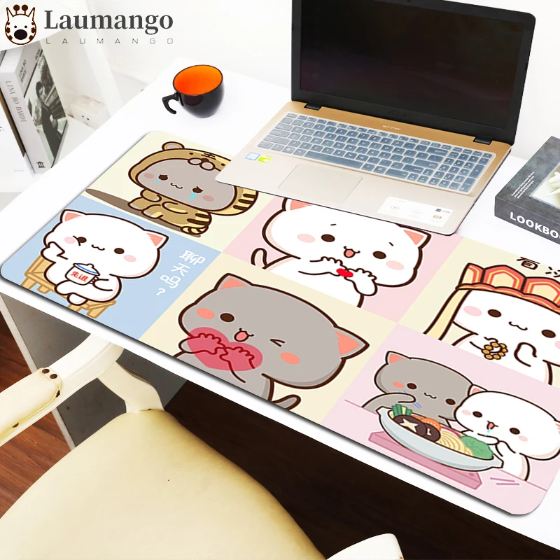 

Коврик для мыши с мультяшным персиком Mochi Cat Xxl черный Настольный коврик аниме коврики Настольный коврик из натурального каучука Настольный ...