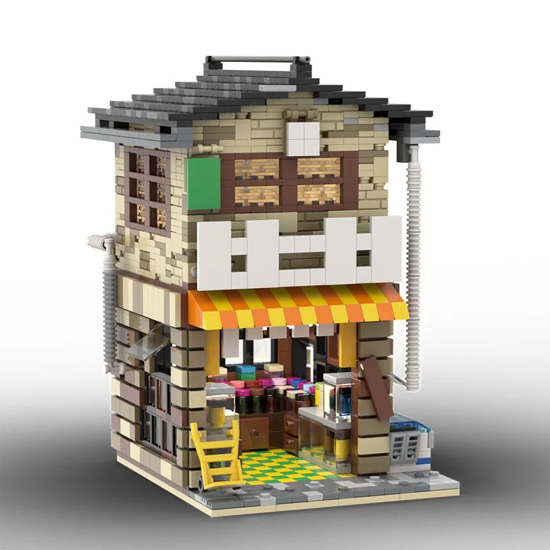 Конструктор MOC Toys «городская улица», в японском стиле, архитектура, дом, строительные блоки, кирпичи, модульная модель строительства, 2028 шт.