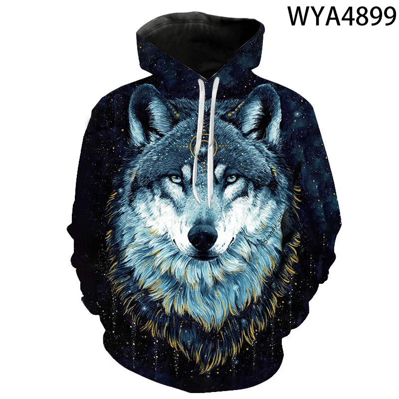 

3D Wolf Printed Hoodies Men Ice Wolf Animal Print Hooded Sweathsirts Casual Unisex Pullover Tracksuits Fashion Harajuku Jackets