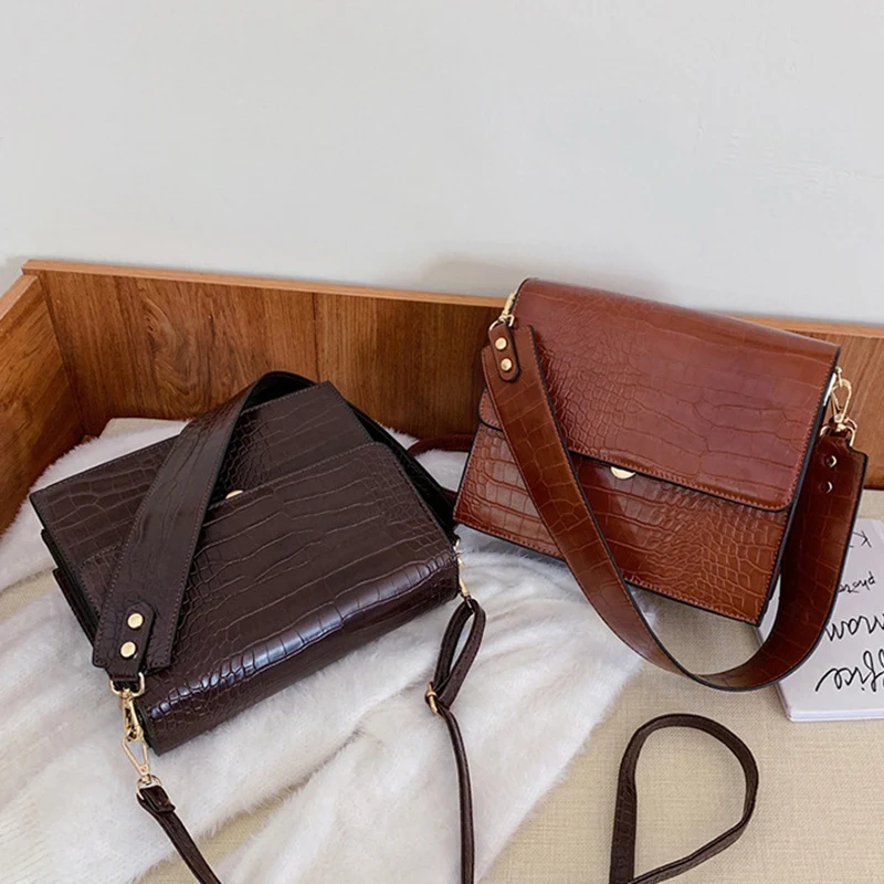 

Stone Pattern Women's Messenger Bag Fashion Luxury PU Leather Wideband Shoulder Bag Small Square Bag