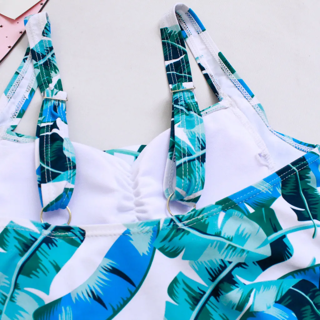 

Bikinis 2020 Women Summer Backless Sexy Print Swimwear Simple Beachwear Siamese Chic Swimsuit Bikini Set