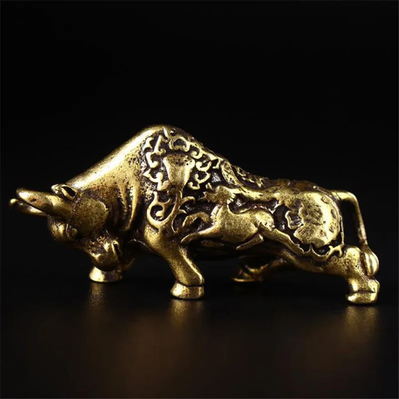 

Home Decor Brass Cow 3D Mini Metal Figurine Art Statue Model Room Saloon Desk Europe & America Sculpture Decoration Gifts