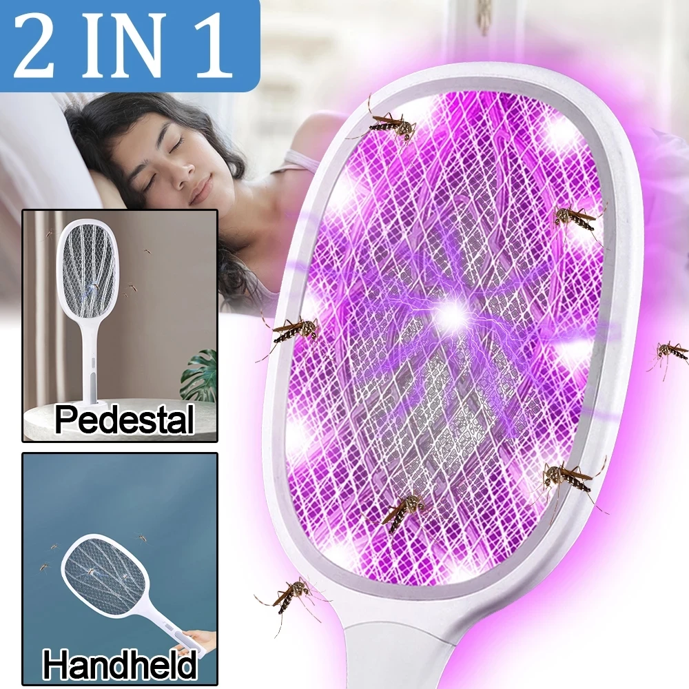 

3000V Electric Insect Racket Swatter Zapper USB Rechargeable Mosquito Swatter Kill Fly Bug Zapper Killer Trap