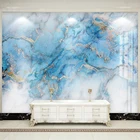 3D обои на заказ, Современная абстракция синяя позолоченная мраморная плитка, фотообои для гостиной, ТВ, дивана, водонепроницаемая 3D настенная наклейка