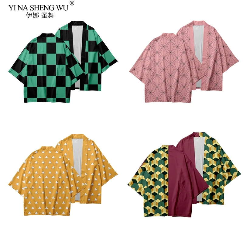 

Anime Kimono Demon Slayer Kimetsu No Yaiba Design Japan Kimono Haori Yukata Cosplay Women Men Summer Casual Clothes Plus Size