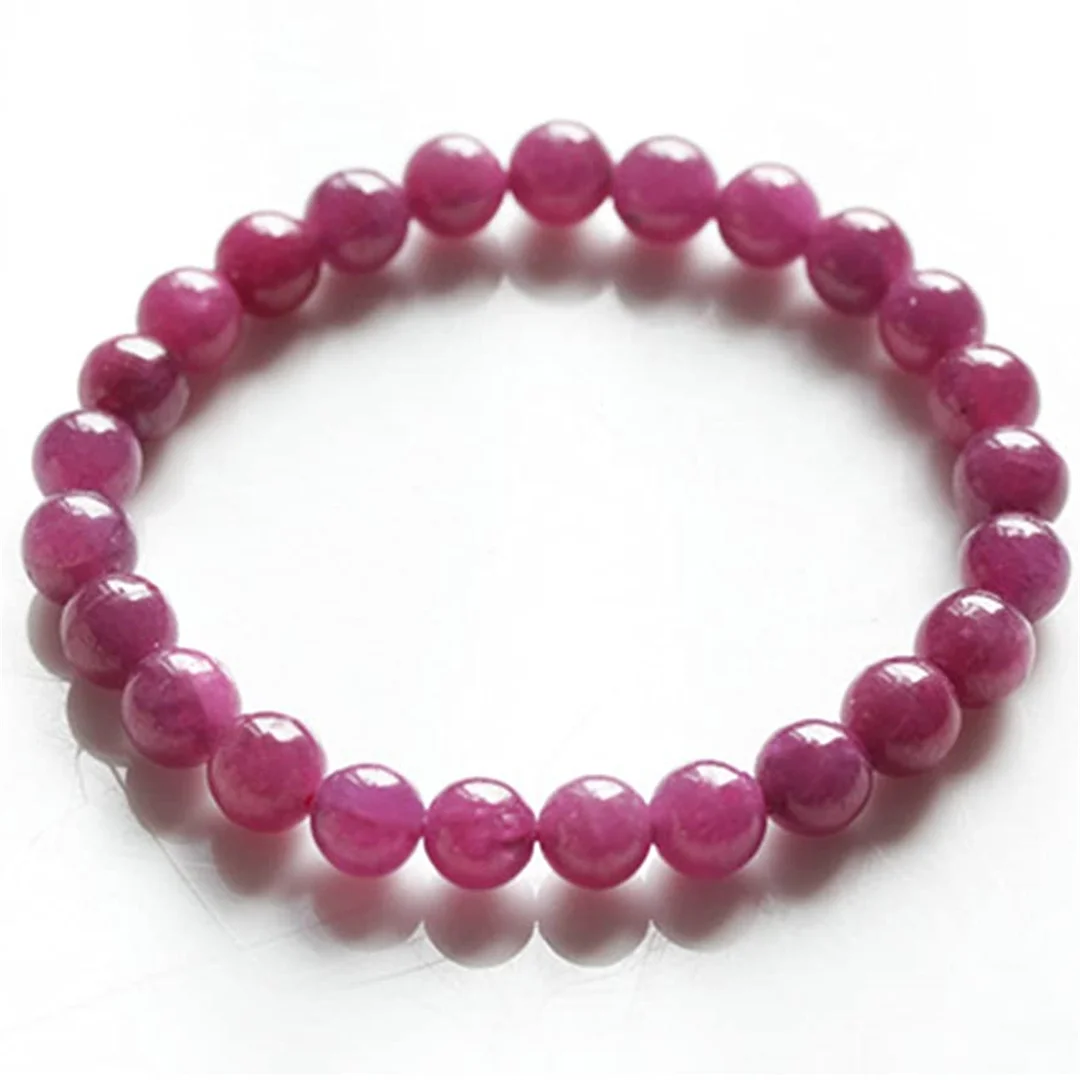 

Natural Red Rose Ruby Bracelet For Women Men Healing Luck Gift Crystal Stone Round Stretch Beads Strands AAAAA 6mm 7mm 8mm 9mm