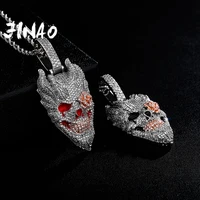 JINAO HIP HOP Evil Smile Skull Pendant High Quality Iced Out AAA+ Cubic Zirconia Rose Flower Eye Men and Women Jewelry For Gift