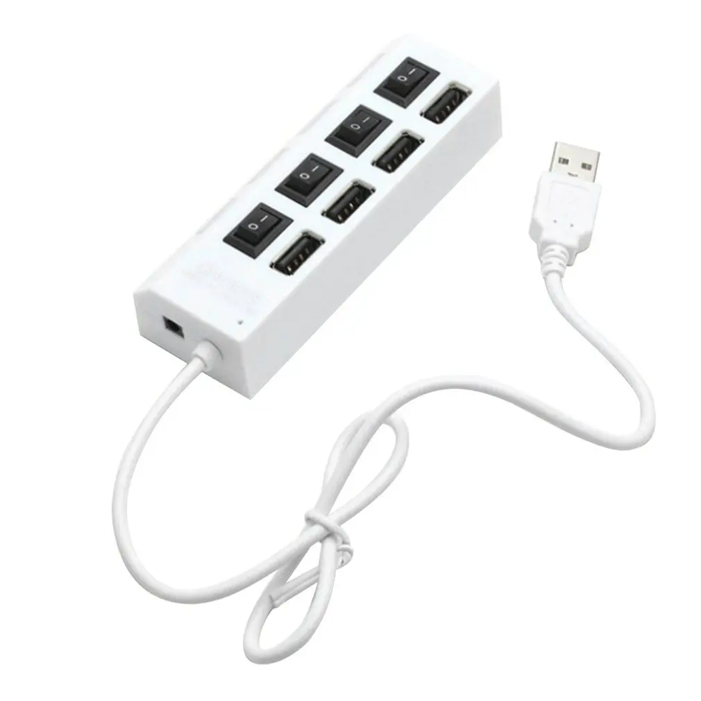

USB 2.0 Hub Multiple USB Splitter Hub With Power Adapter 4 Port Multiple Extender USB Hub For PC With Independent Switch