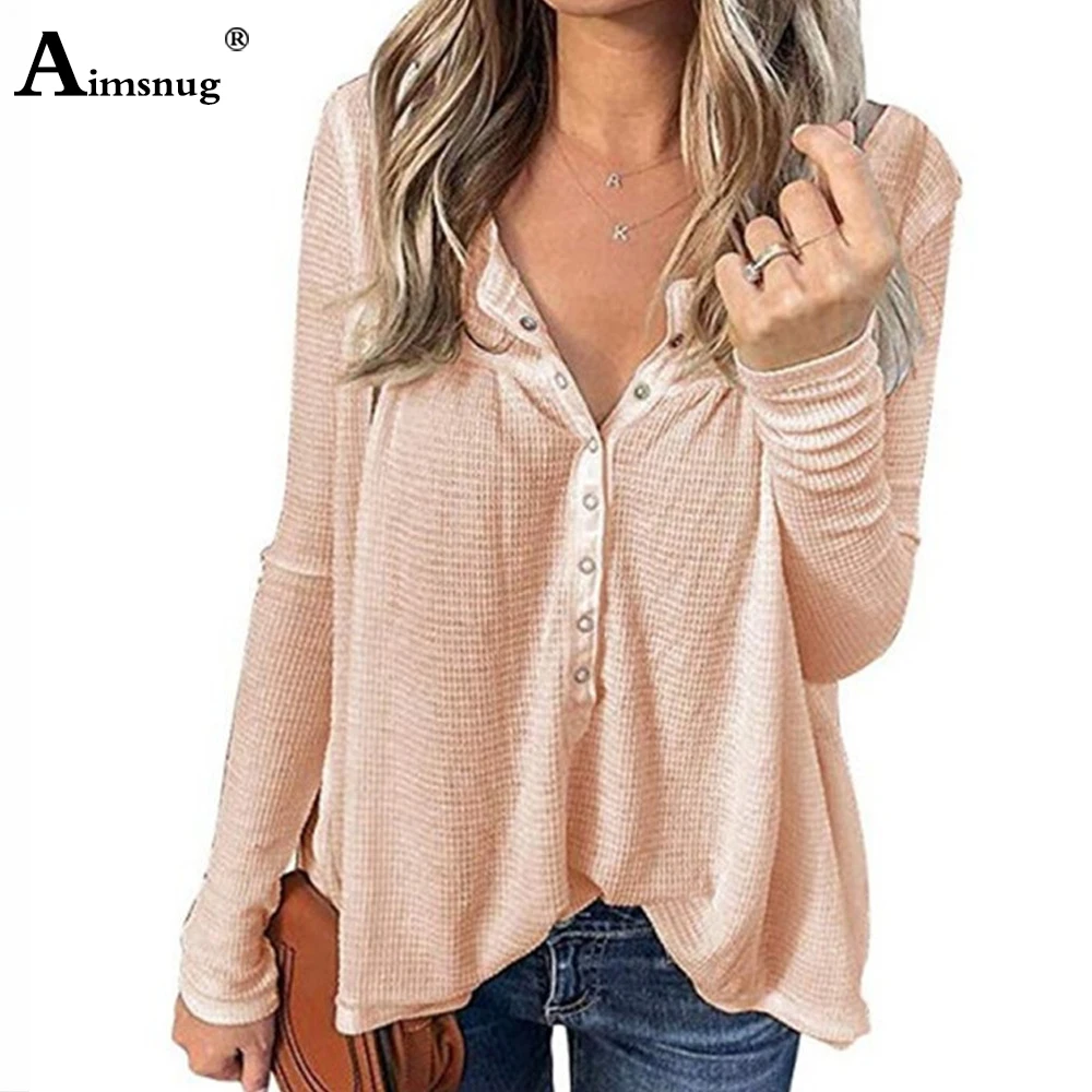 

Plus Size 3xl Solid Color T-shirt Femme Leisure Casual Single-breasted Women's Top 2020 Spring Autumn V-neck Tee Shirt Pullovers