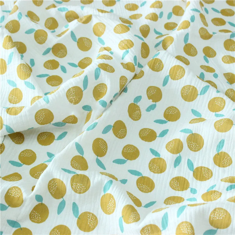 White Fruit Printed Double Cotton Linen Fabric Crepe Seersucker Material For DIY Sewing Patchwork Bedding Blanket | Дом и сад