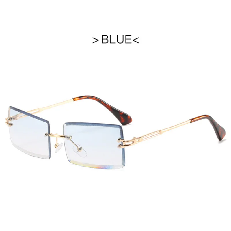 

European and American tide small square sunglass female dazzle color gradient color INS sunglasses frameless edge cut individual