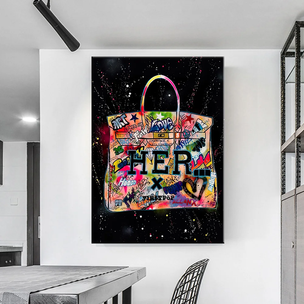 

Nordic Modern Nordic Graffiti Fashion Bags Style Canvas Painting Wall Art Print Poster Picture Wall Living Room Home Decor
