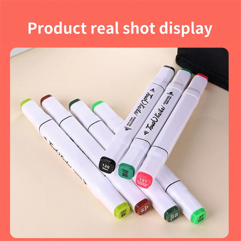 Rotuladores de colores duraderos e impermeables, rotuladores art&iacute;sticos permanentes de doble punta, accesorios de dibujo, 24-60 colores-4