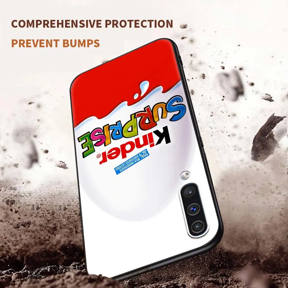 

Egg KINDER JOY Surprise Case For Samsung Galaxy A50 A10 A70 A20e M31 A30 A40 A02s M30s M21 M11 F41 Shockproof TPU Black Cover