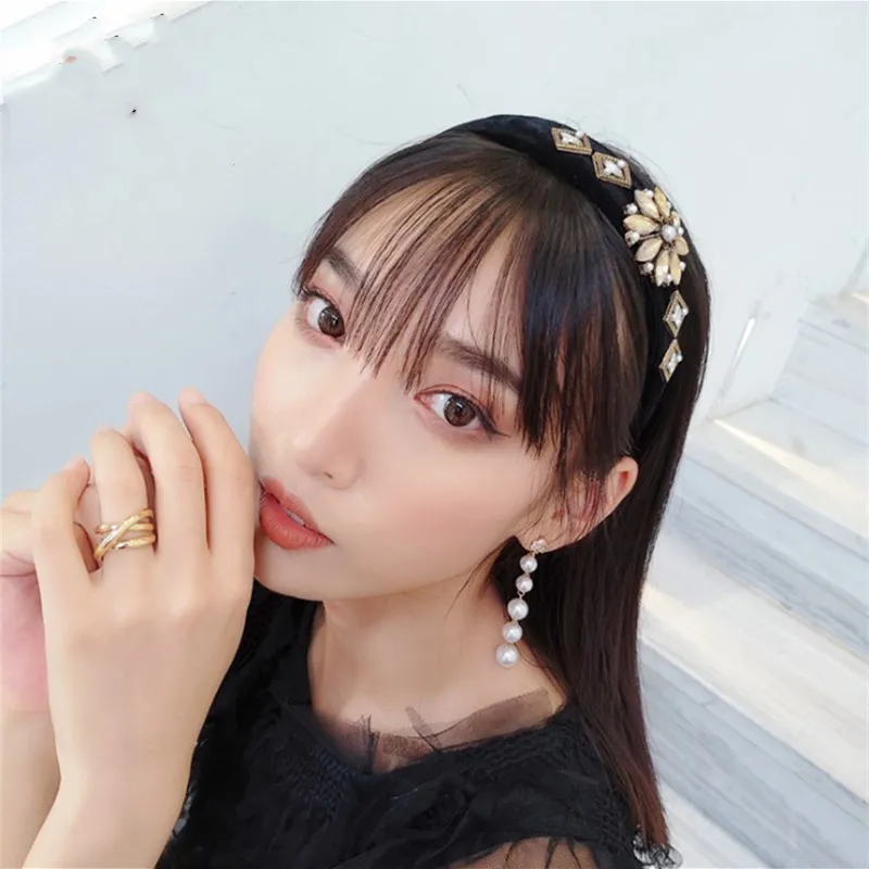 Женские аксессуары для волос обруч со стразами и цветами ободок с широкими