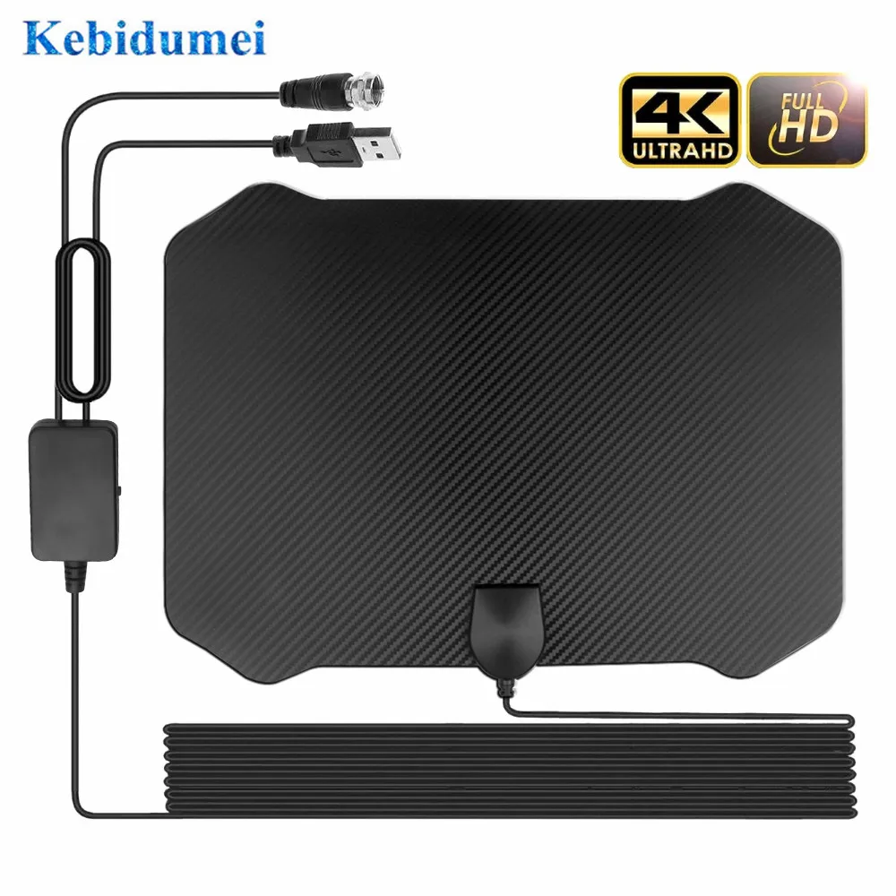 Цифровой усилитель ТВ антенны Kebidumei 4K домашний сигнала 60 130 миль HD антенна с
