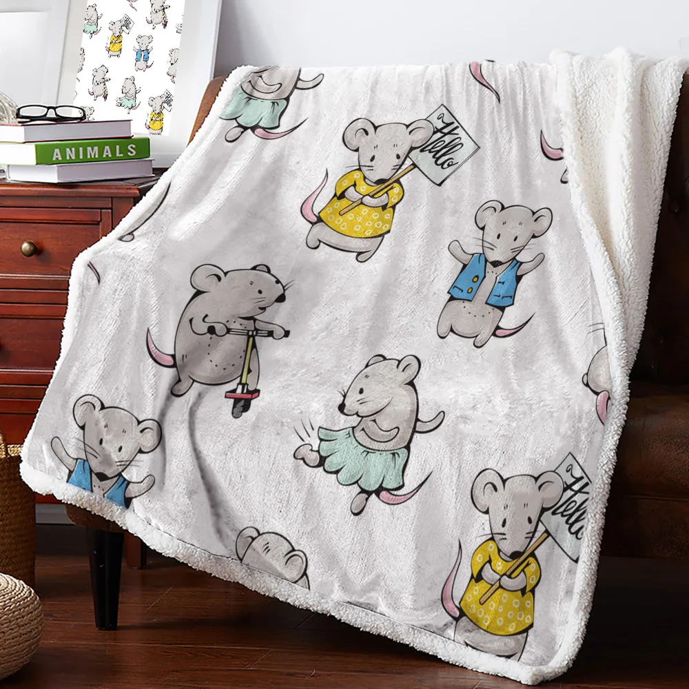Животное мышь мультфильм скутер искусство супер теплое мягкое одеяло офис диван