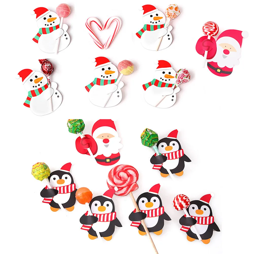 50 шт. Санта Клаус Пингвин леденец Рождественская открытка сахар буханка