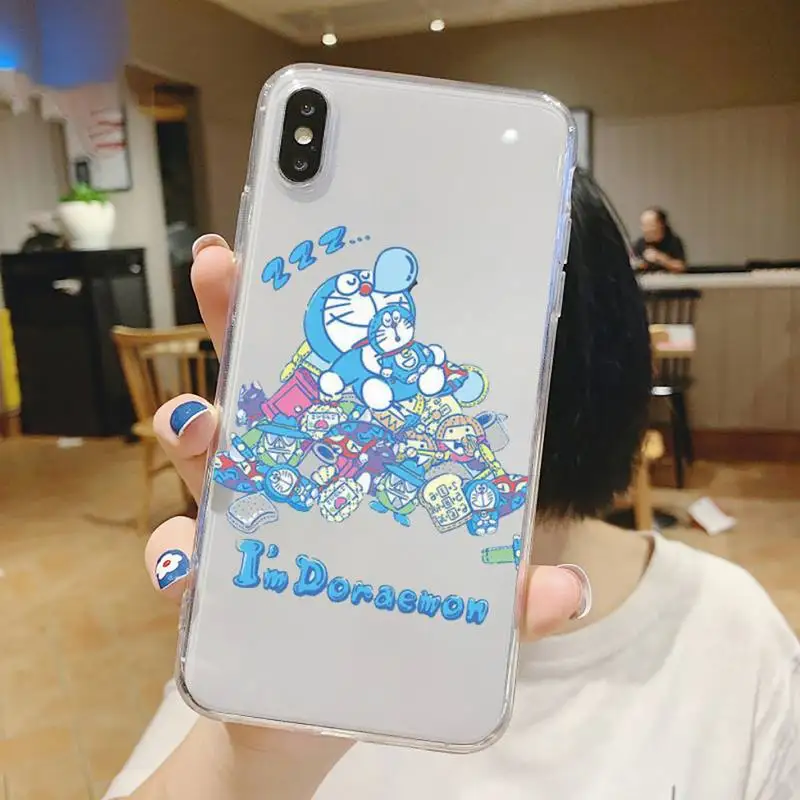 

Doraemon Cartoon robot lovely cat Phone Case Transparent soft For iphone 5 6 7 8 11 12 s c se plus mini x xs xr pro max shell