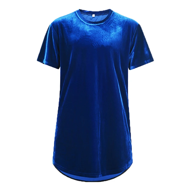 Мужские бархатные велюровые удлиненные футболки в стиле хип-хоп | Мужская одежда