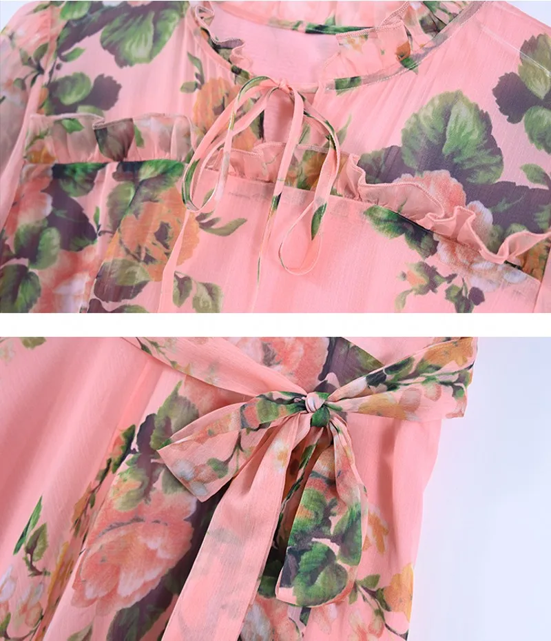 

2021 Summer Elegant Women Vintage Floral Chiffon Long Dress Boho Dresses Party Short Sleeve Dress Vestidos