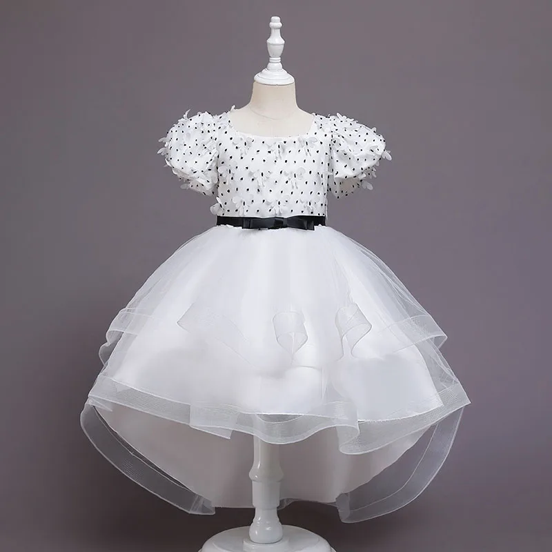 

New Flower Girl Dress Children's Lace Princess Dress Trailing Tutu Skirt Girl Dovetail Wedding Dress Piano Performance