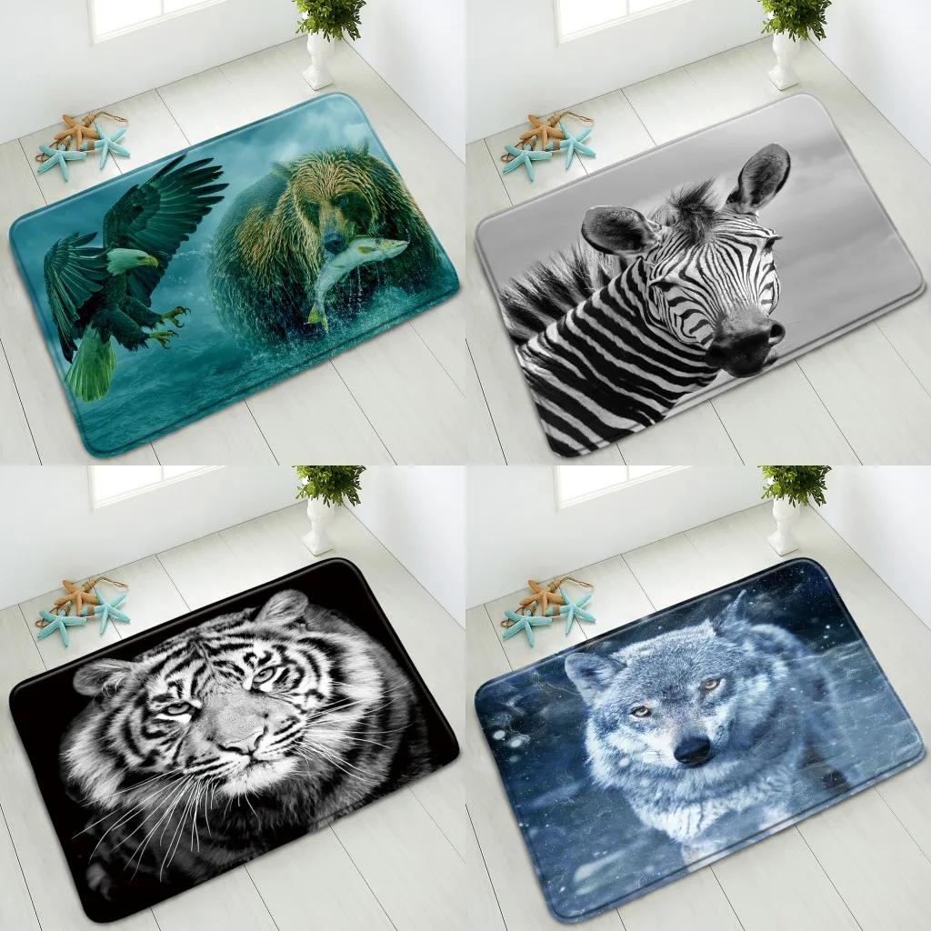 Нескользящий коврик для ванной с животными слон тигр Лев кухонный спальни