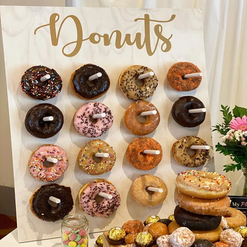 Wooden Donut Wall Stand Donut Holder Board for Wedding Baby Shower Birthday Party Dessert Table Decor Candy Bar Stand Holder