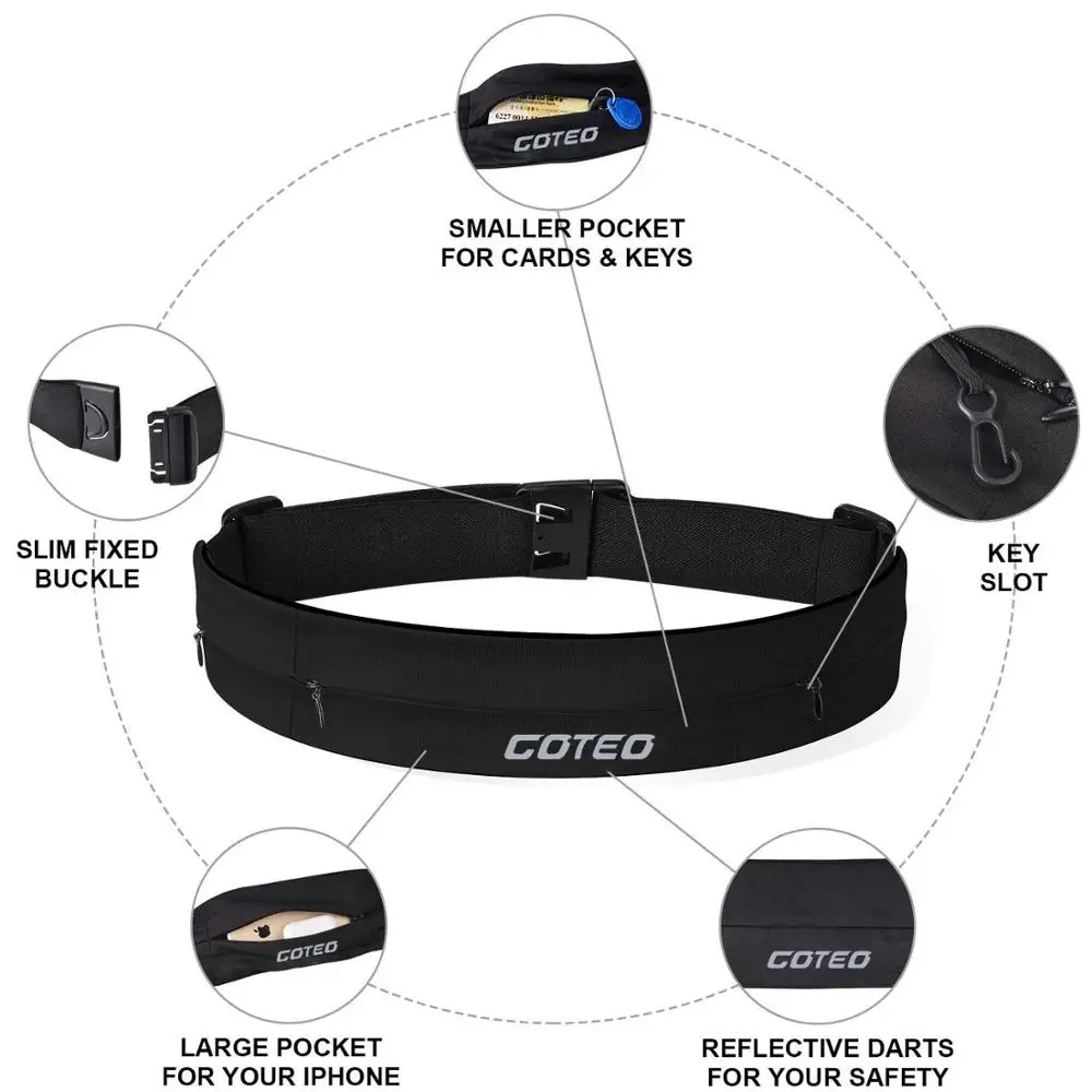 Поясная Сумка для бега тренажерного зала велоспорта невидимый кошелек мобильный