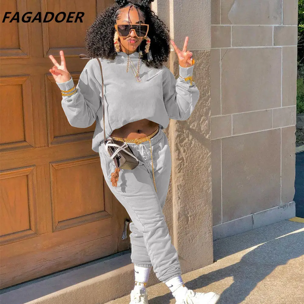 Новый бархатный тренировочный костюм FAGADOER для осени и зимы Женский свитшот с