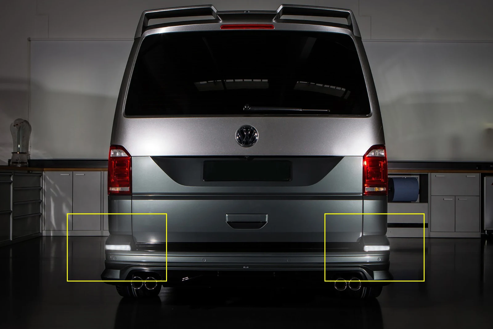 

ANGRONG Pair LED Rear Bumper Reflector Tail Light Clear Lens For VW Transporter T6 2015+