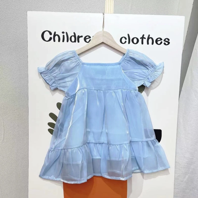 

Kids Clothes Girl 2021 Summer Cute Dresses for Toddler Birthday Princess Puff Sleeve Stitching Girls Dress Wholesale Clothing