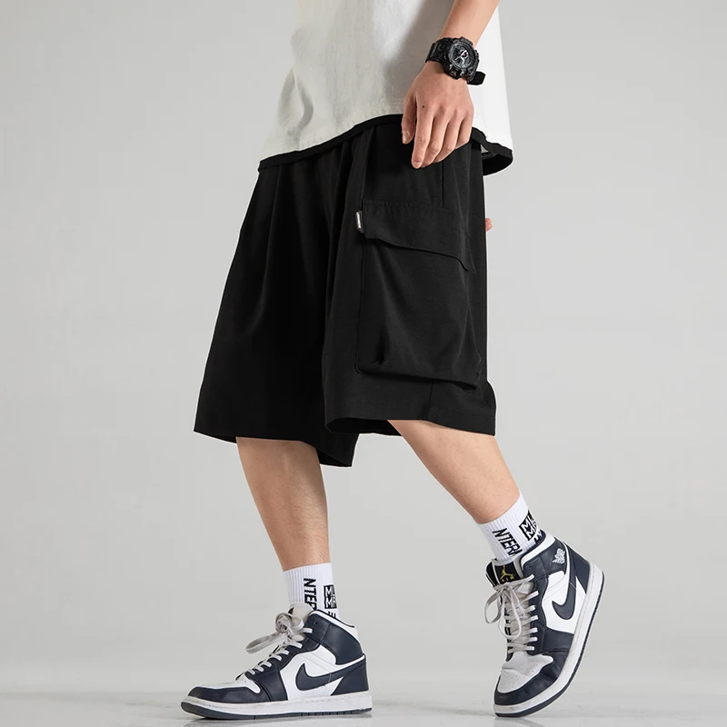 

2021 Summer New Japanese Style Large Size Thin Shorts Men Loose Knee Length Pants
