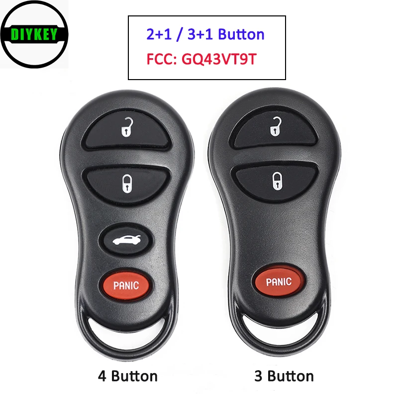 Пульт дистанционного управления DIYKEY FCC:GQ43VT9T 2 + 1/ 3 1 4 кнопки брелок-кармашек для