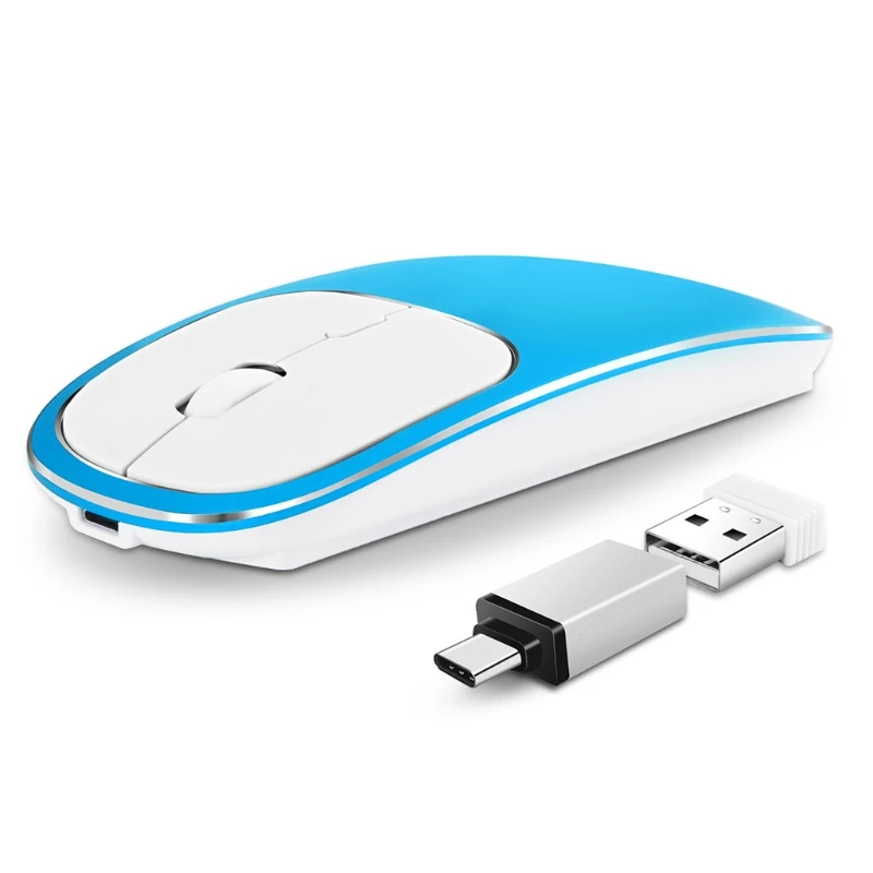 

Aluminum Rechargeable 2in1 Type C USB Wireless 2.4Ghz 1600DPI Mouse for Laptop 1XCB